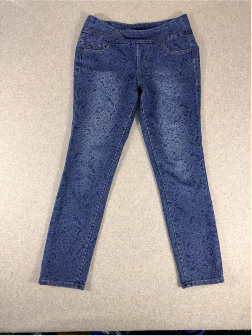 JAG Jeans High Rise Slim Leg Pull On Paisley Print Stretch Jeans Womens 18